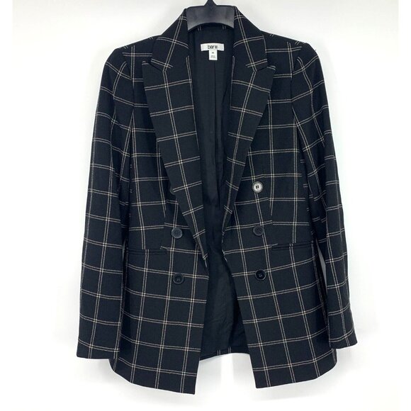 Bar III Blazer Black Windowpane Plaid Double Breasted Open Front - Picture 3 of 9